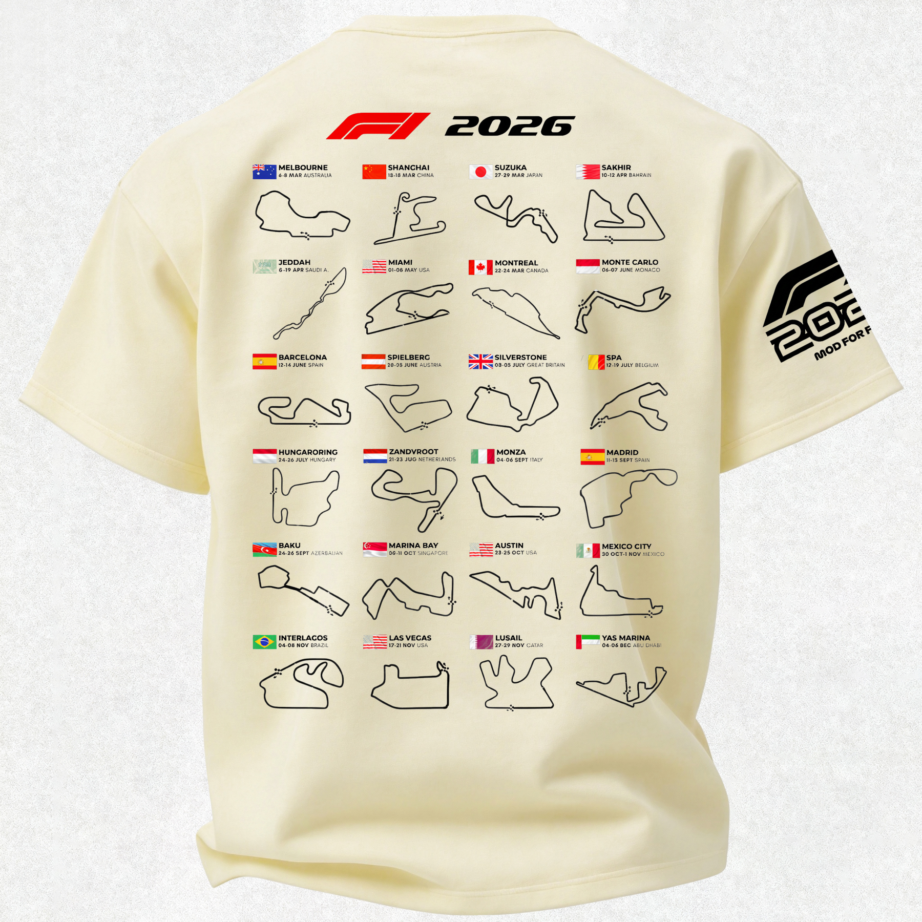 2026 F1 World Championship Printed Oversized Unisex T-shirt Image - 12