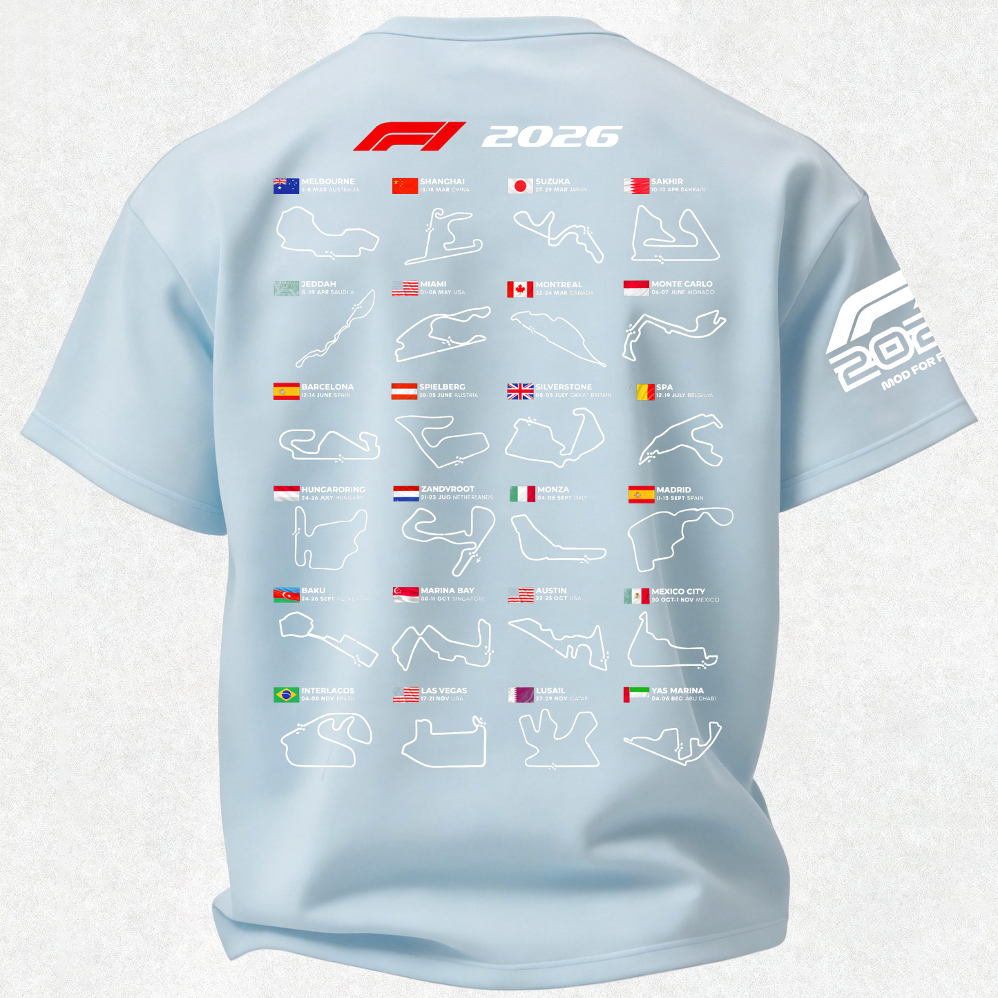 2026 F1 World Championship Printed Oversized Unisex T-shirt Image - 14