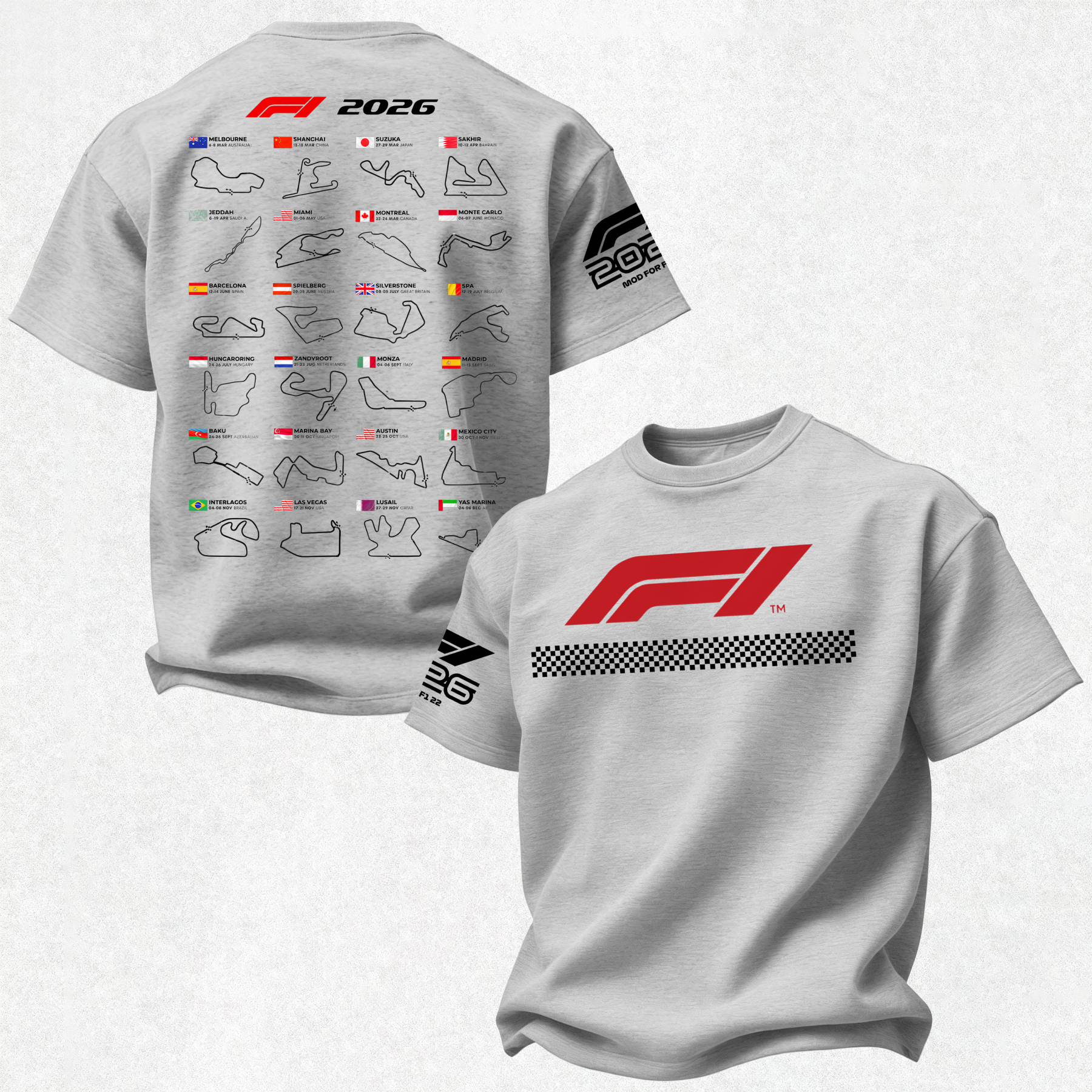 2026 F1 World Championship Printed Oversized Unisex T-shirt Image - 7