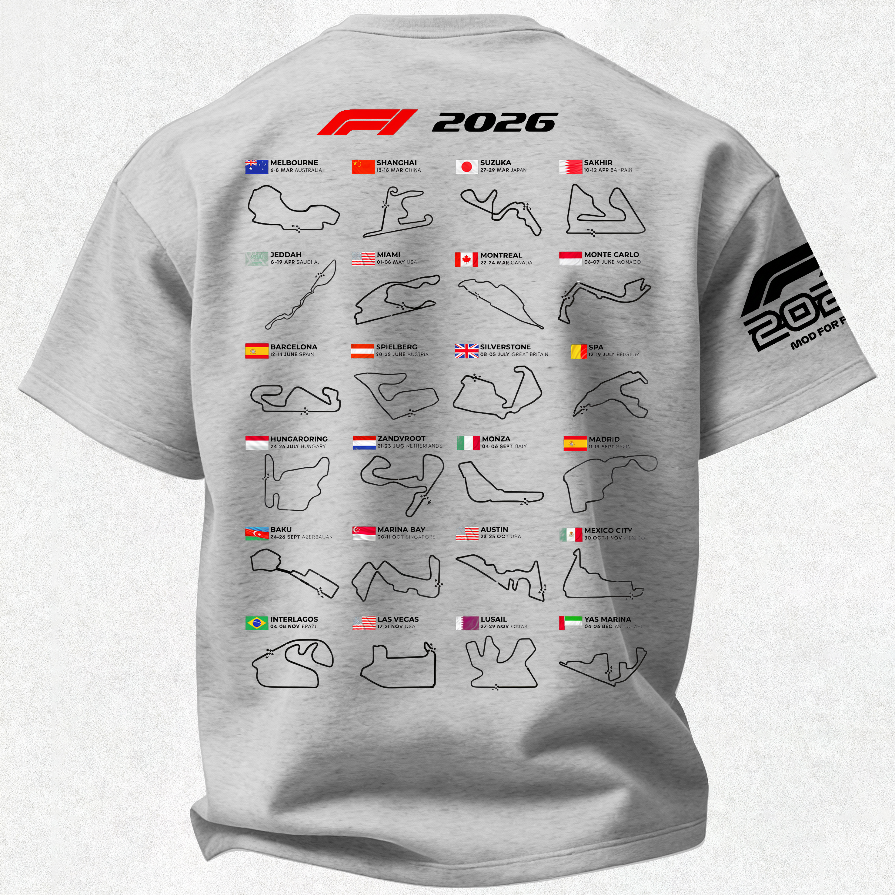 2026 F1 World Championship Printed Oversized Unisex T-shirt Image - 9