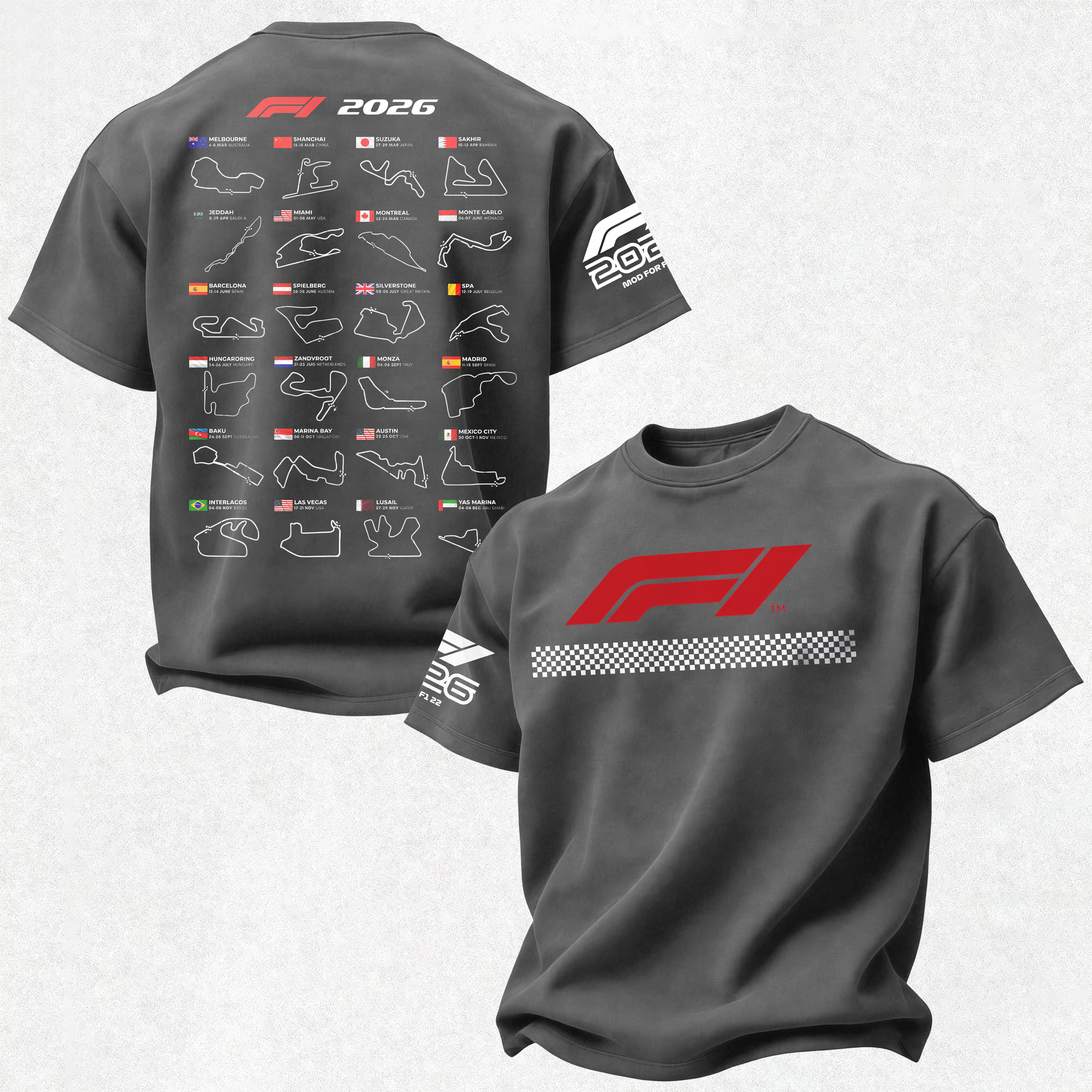 2026 F1 World Championship Printed Oversized Unisex T-shirt Image - 22