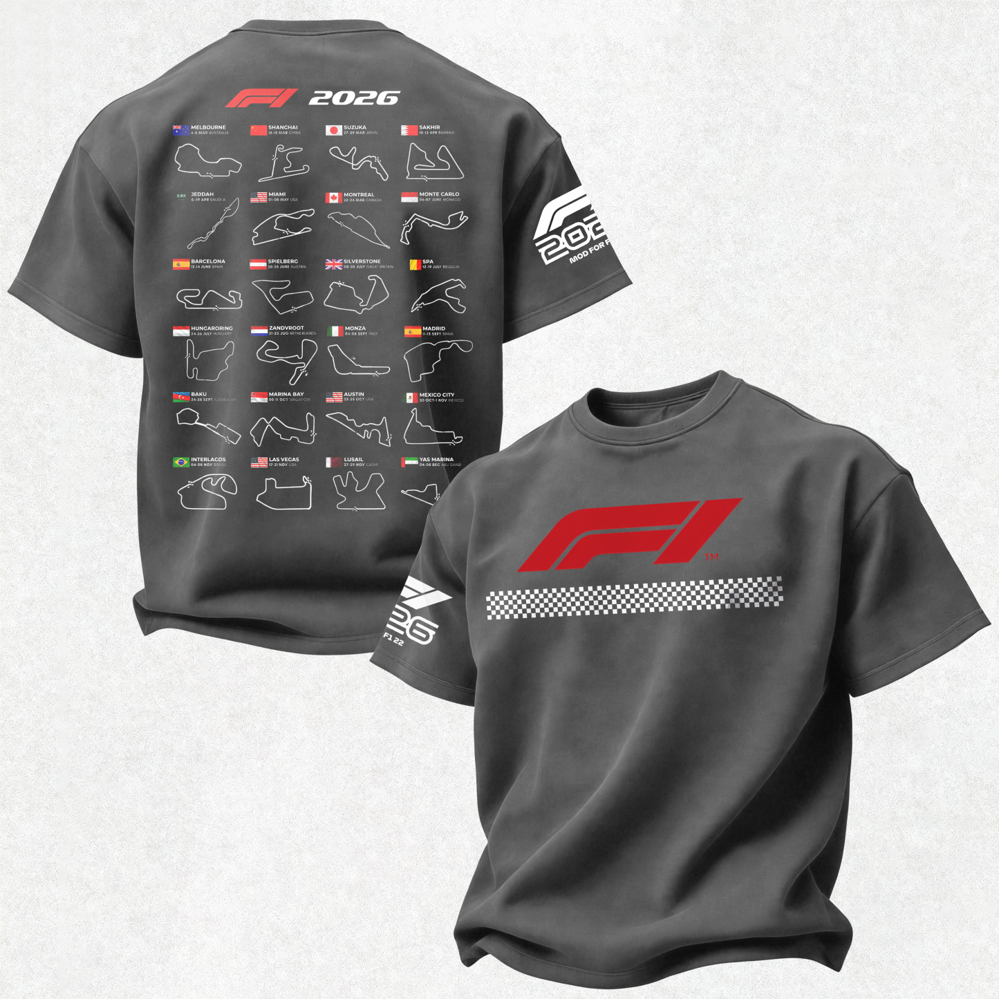 2026 F1 World Championship Printed Oversized Unisex T-shirt Image - 22