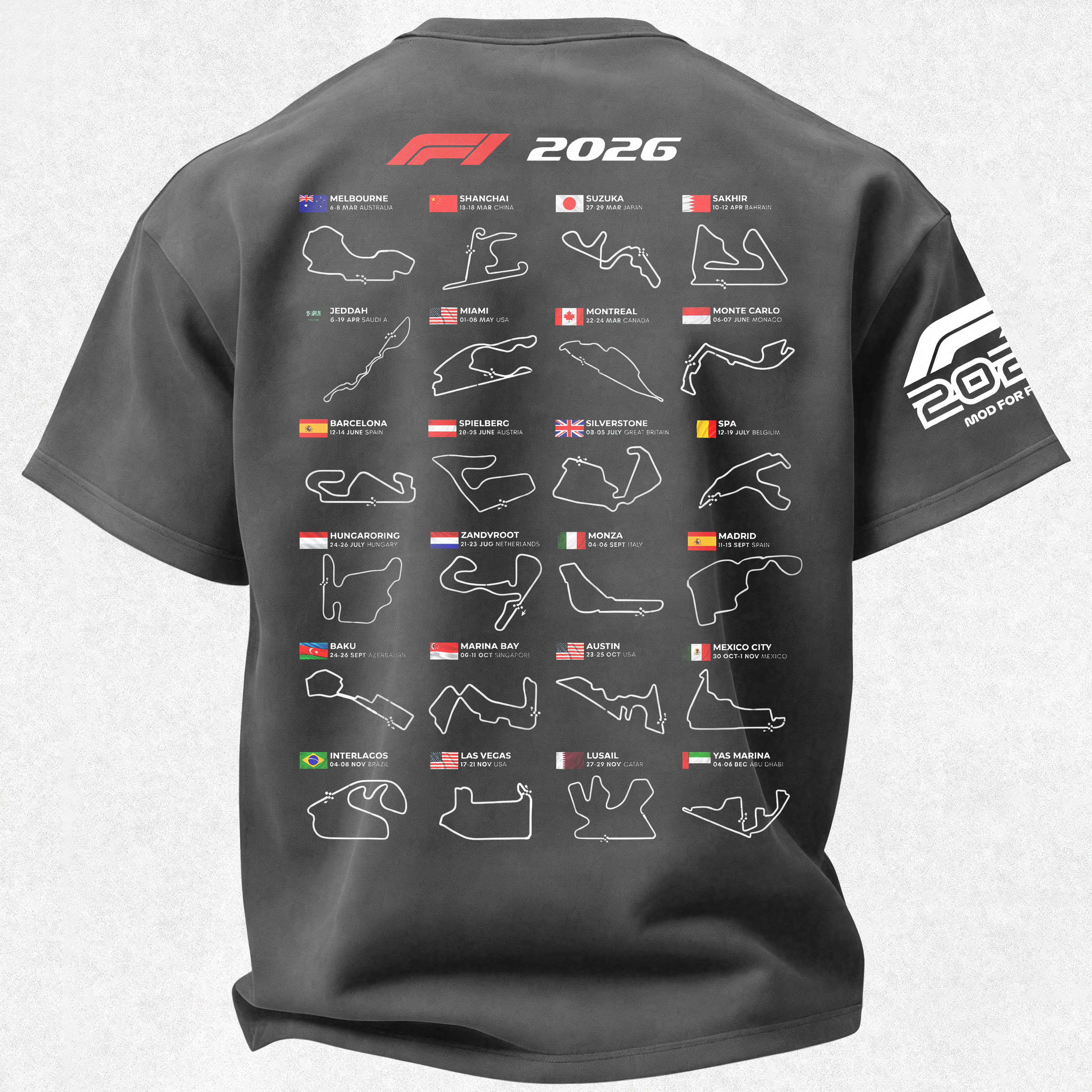 2026 F1 World Championship Printed Oversized Unisex T-shirt Image - 24