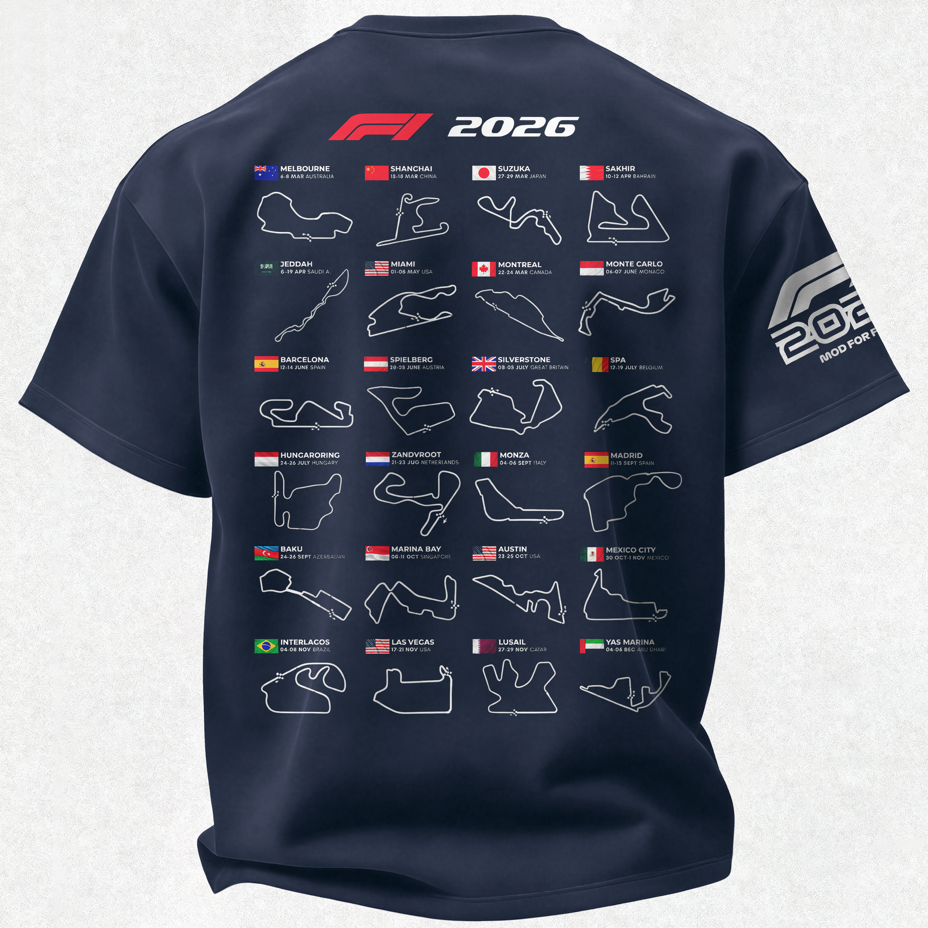 2026 F1 World Championship Printed Oversized Unisex T-shirt Image - 27