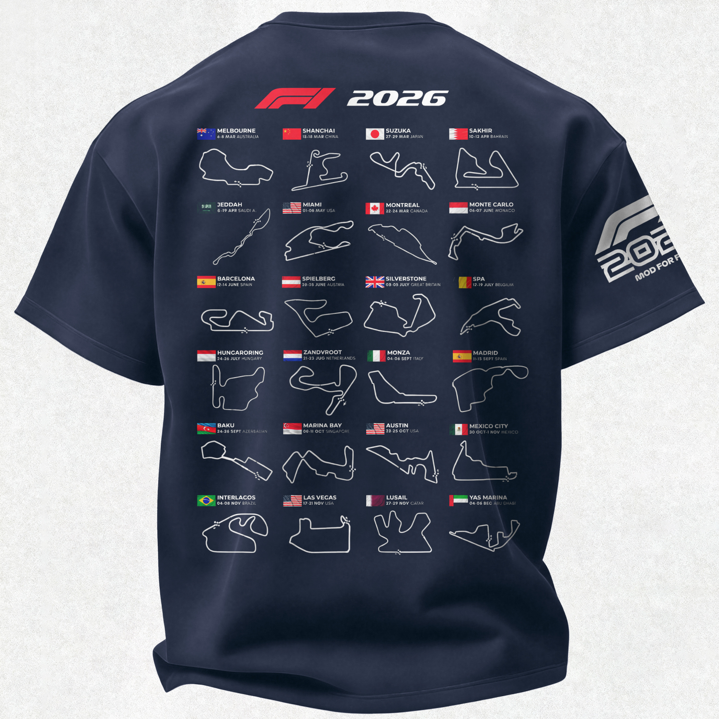 2026 F1 World Championship Printed Oversized Unisex T-shirt Image - 27