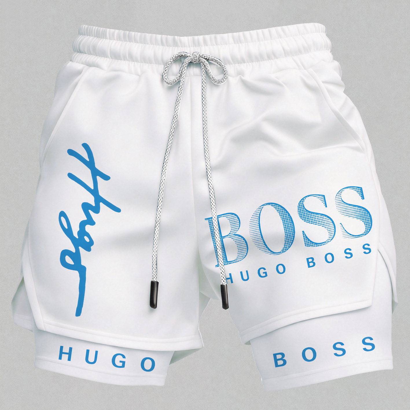 Blue Letters Street Print Men's Shorts Image - 1