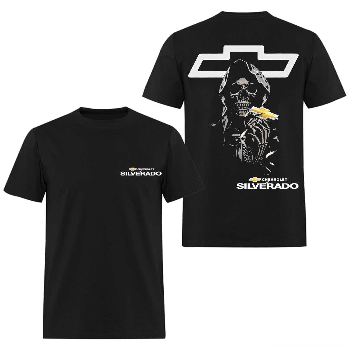 Chevrolet Silverado Skull Printed Men's T-shirt Image - 1
