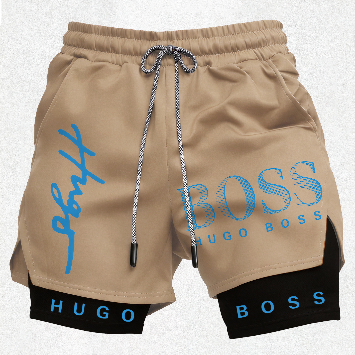 Blue Letters Street Print Men's Shorts Image - 5