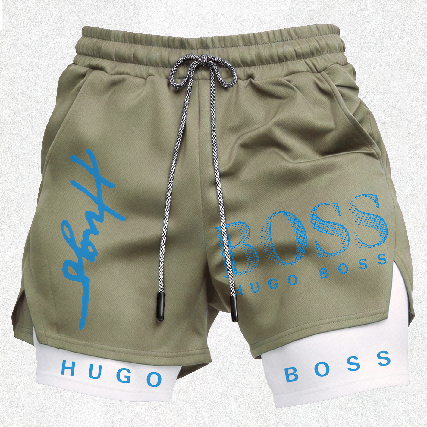 Blue Letters Street Print Men's Shorts Image - 6