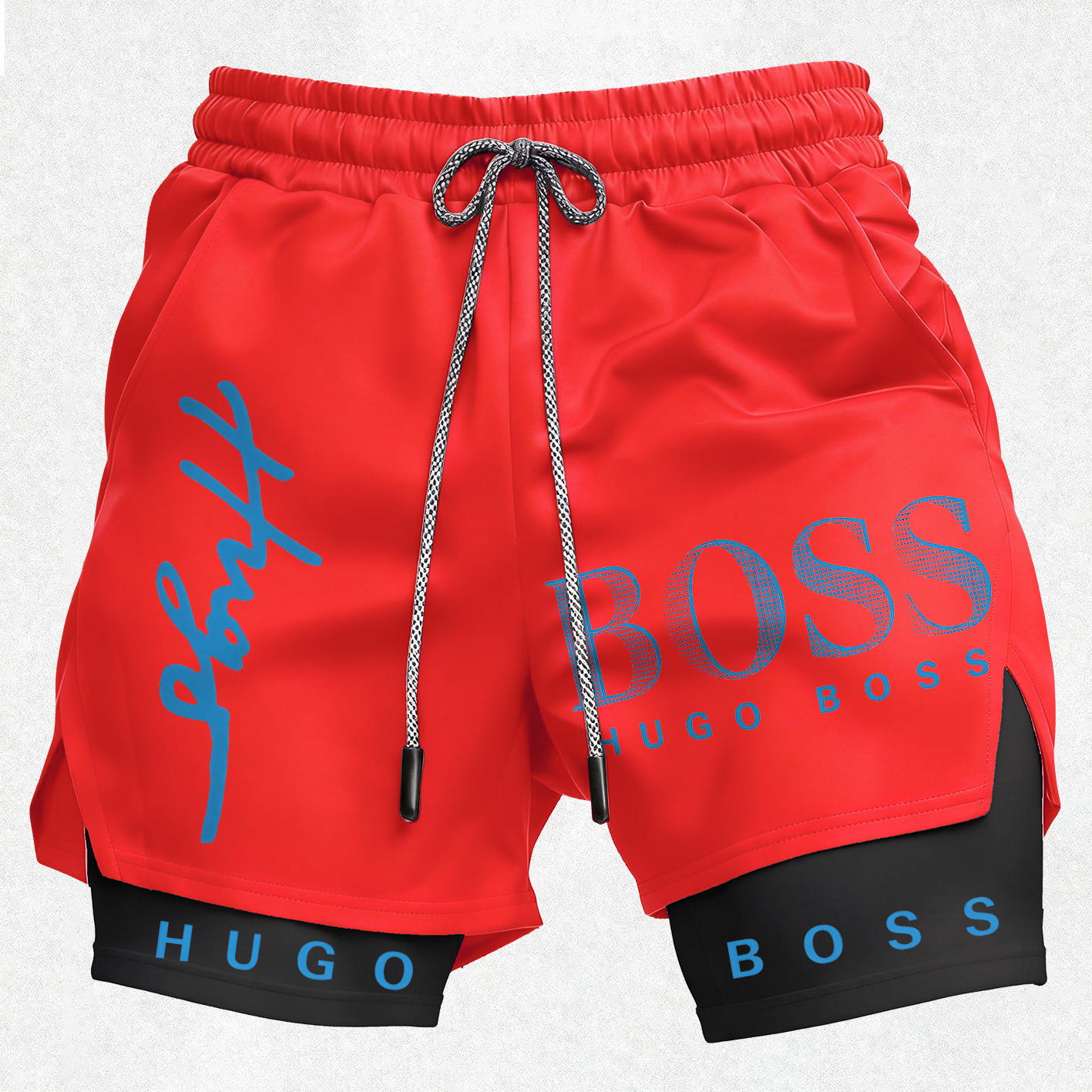 Blue Letters Street Print Men's Shorts Image - 4