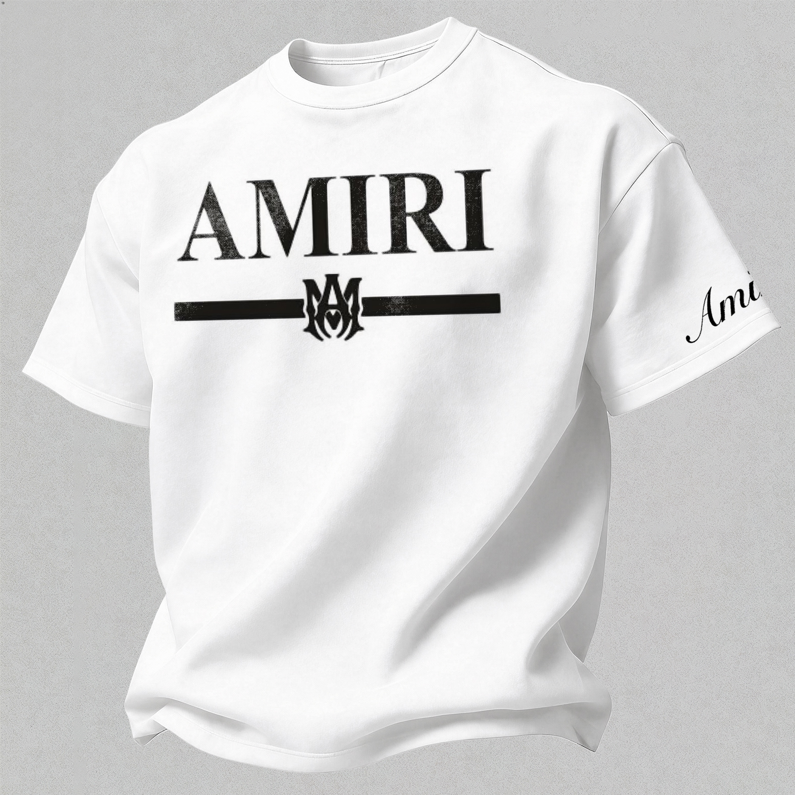 Gothic Monogram Printed Oversized Unisex T-shirt Image - 2