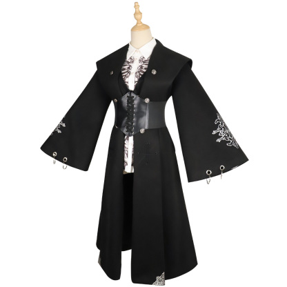 YLF Dress Original Lolita Winter Cape Coat - Black Fairy Tale Overcoat and Vest Black Jacket