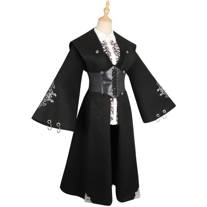 YLF Dress Original Lolita Winter Cape Coat - Black Fairy Tale Overcoat and Vest Black Jacket