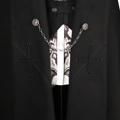 YLF Dress Original Lolita Winter Cape Coat - Black Fairy Tale Overcoat and Vest Black Jacket