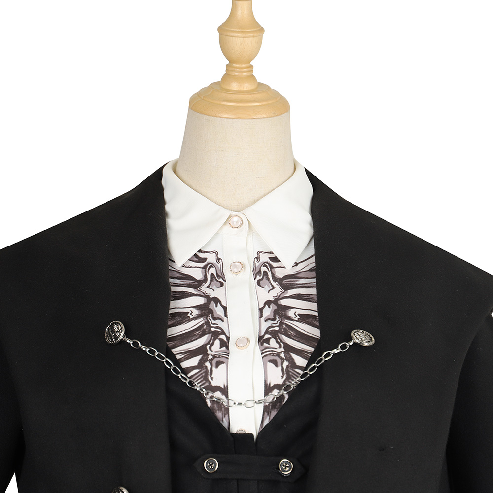 YLF Dress Original Lolita Winter Cape Coat - Black Fairy Tale Overcoat and Vest Black Jacket