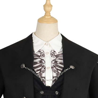 YLF Dress Original Lolita Winter Cape Coat - Black Fairy Tale Overcoat and Vest Black Jacket