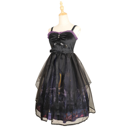 YLF Dress Halloween Lolita Dress Original Witch Town JSK Elegant Gothic Darkness Style