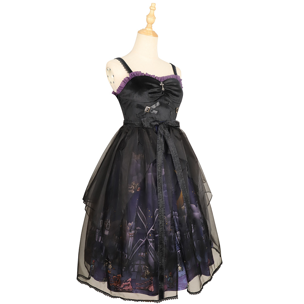 YLF Dress Halloween Lolita Dress Original Witch Town JSK Elegant Gothic Darkness Style