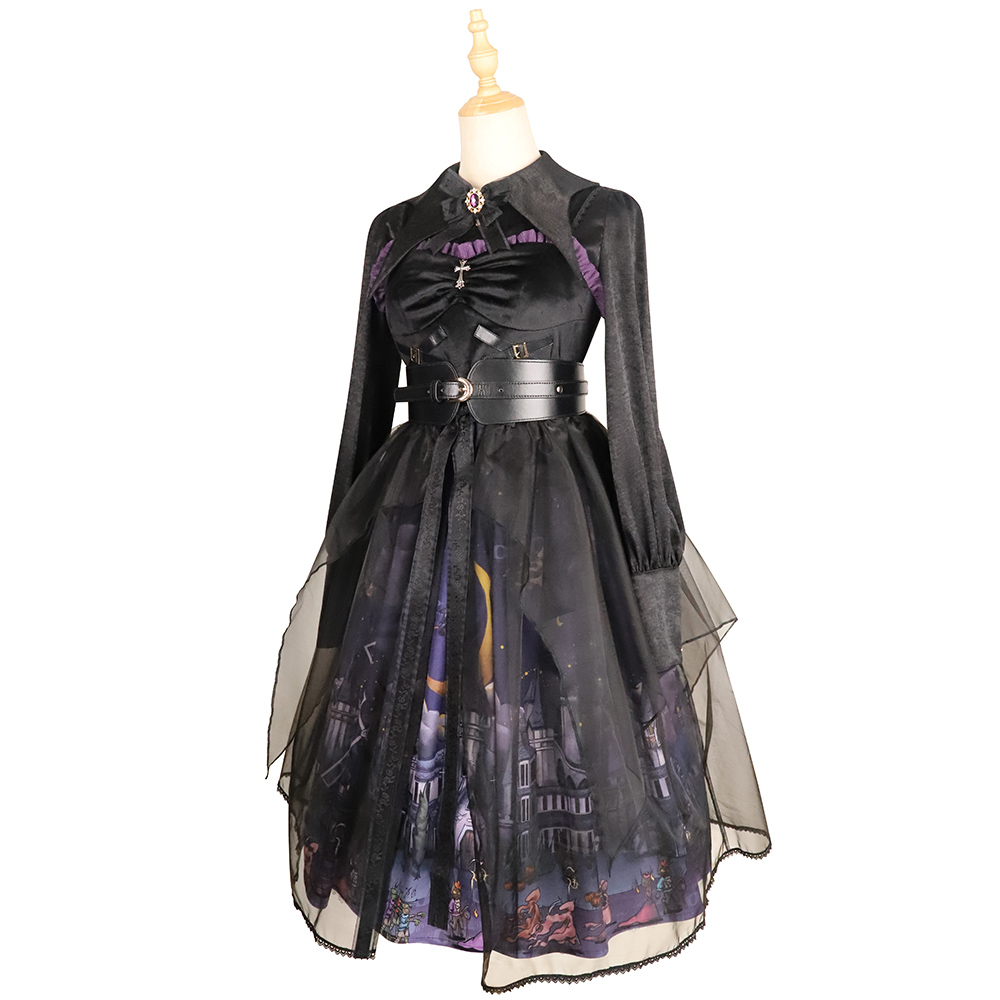 YLF Dress Halloween Lolita Dress Original Witch Town JSK Elegant Gothic Darkness Style