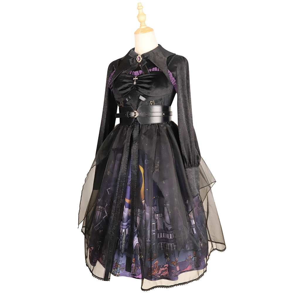 YLF Dress Halloween Lolita Dress Original Witch Town JSK Elegant Gothic Darkness Style