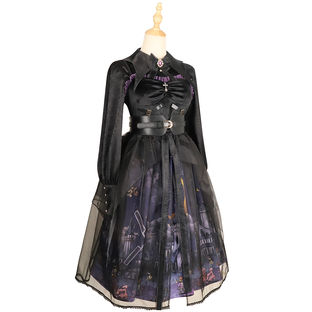 YLF Dress Halloween Lolita Dress Original Witch Town JSK Elegant Gothic Darkness Style