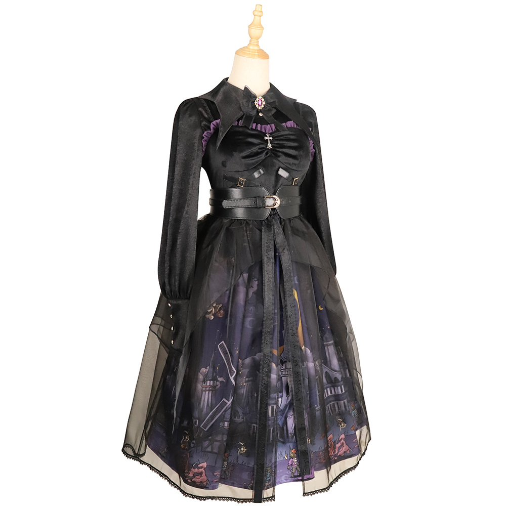 YLF Dress Halloween Lolita Dress Original Witch Town JSK Elegant Gothic Darkness Style