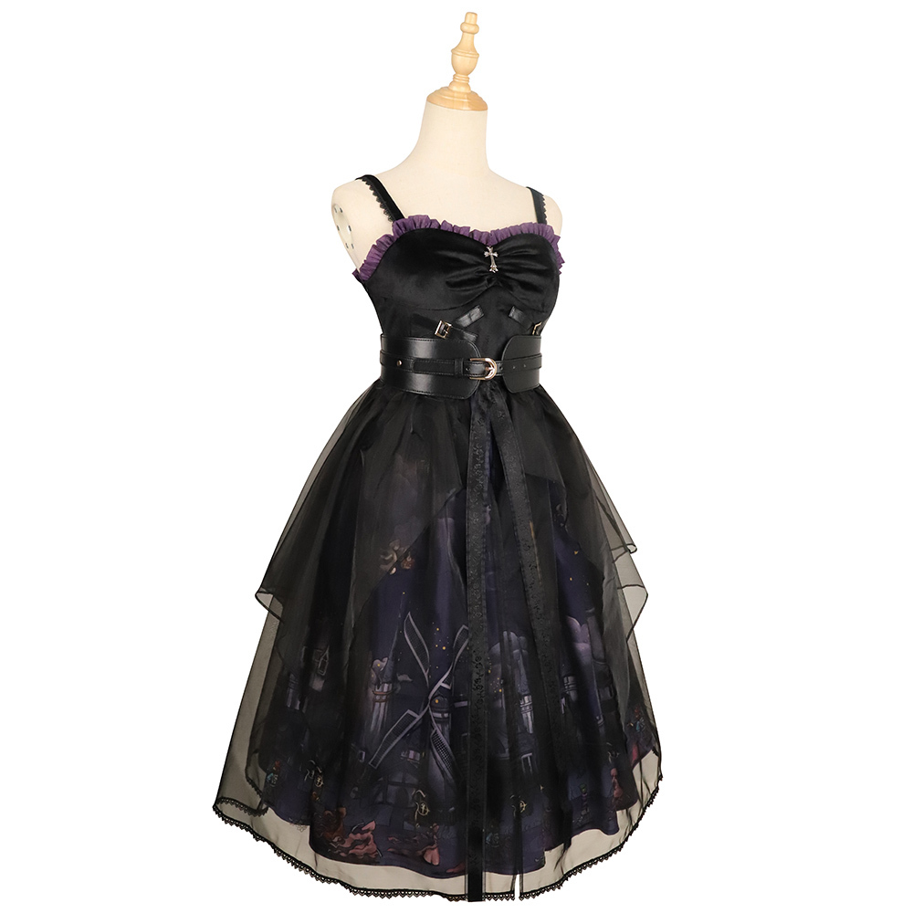 YLF Dress Halloween Lolita Dress Original Witch Town JSK Elegant Gothic Darkness Style