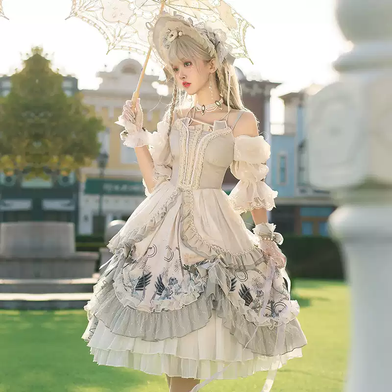 YLF Dress Original Lolita OP Skirt- Fairy Tale Overcoat and Vest Black Jacket