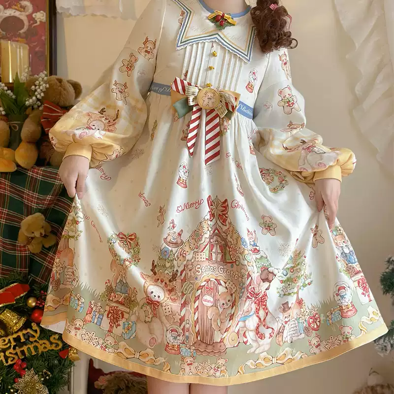 YLF Dress Star of Bethlehem Cute Kawaii Pastoral Long-Sleeve OP Style Lolita Dress
