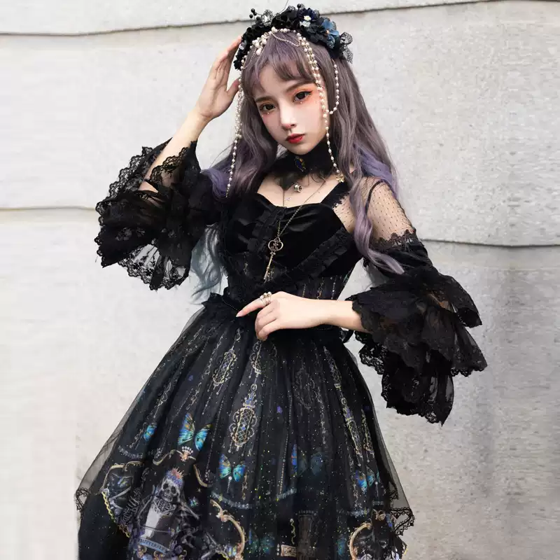 YLF Dress Gothic Original Lolita Divine Redemption OP Type II Retro Gothic Darkness Style
