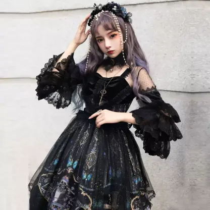 YLF Dress Gothic Original Lolita Divine Redemption OP Type II Retro Gothic Darkness Style