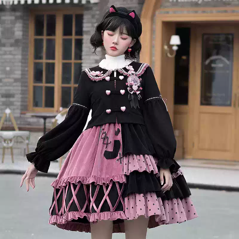 YLF Dress JSK OP Original Lolita Retro Gothic Darkness Style