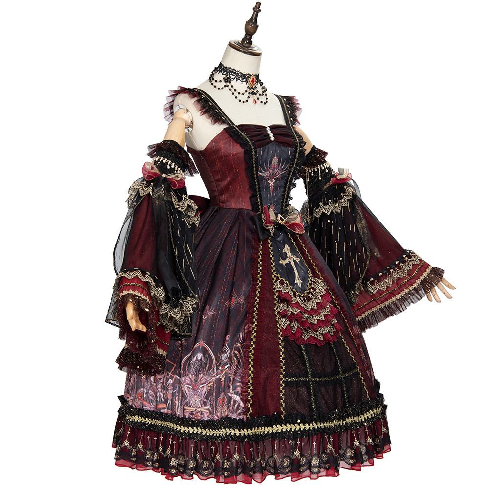 YLF Dress Lolita Original "Red Heart's Eye" JSK - Vintage Elegant Classic Palace Style