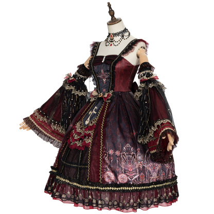 YLF Dress Lolita Original "Red Heart's Eye" JSK - Vintage Elegant Classic Palace Style