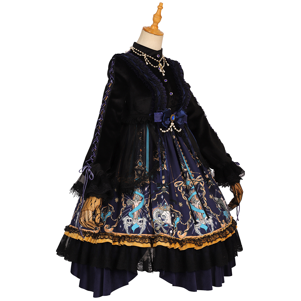 YLF Dress Halloween Original Lolita Divine Redemption OP Type II Retro Gothic Darkness Style