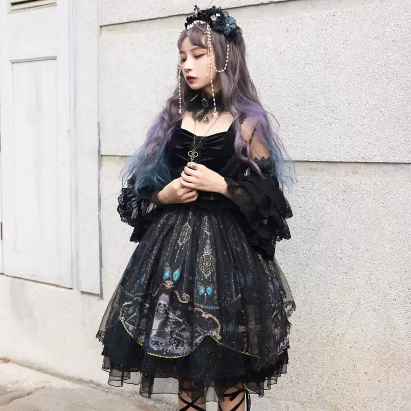YLF Dress Gothic Original Lolita Divine Redemption OP Type II Retro Gothic Darkness Style