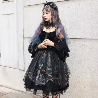YLF Dress Gothic Original Lolita Divine Redemption OP Type II Retro Gothic Darkness Style