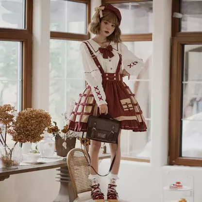 YLF Dress Original Lolita Winter Full Set Coat - Black Fairy Tale Overcoat and Vest Black Jacket