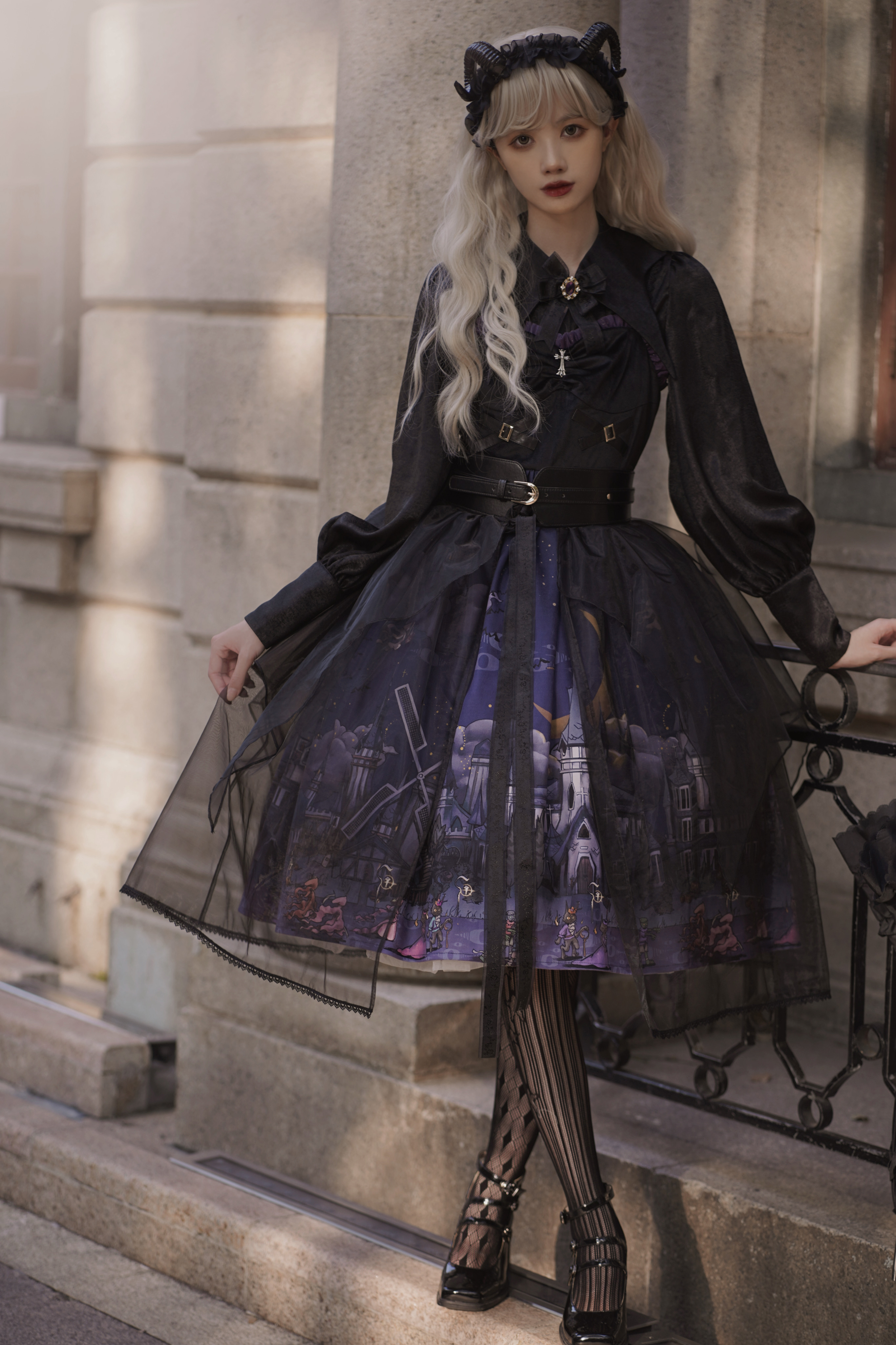 YLF Dress Halloween Lolita Dress Original Witch Town JSK Elegant Gothic Darkness Style