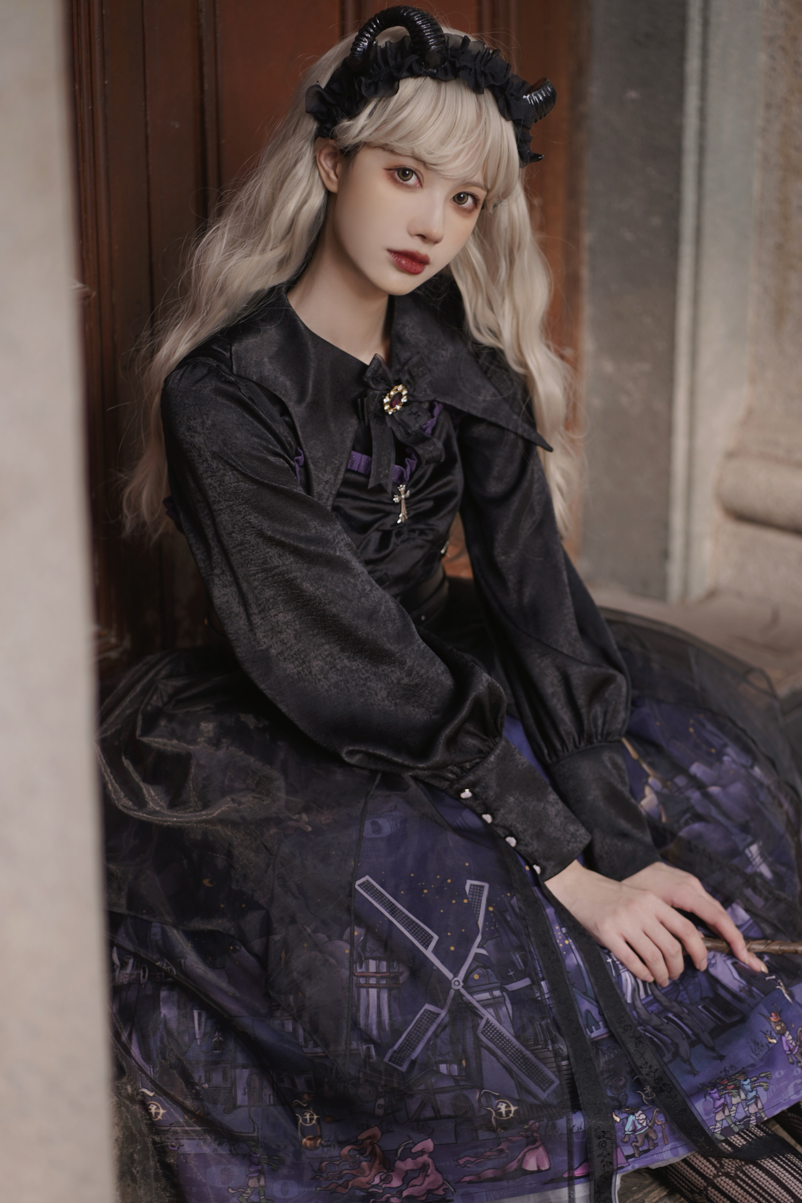 YLF Dress Halloween Lolita Dress Original Witch Town JSK Elegant Gothic Darkness Style