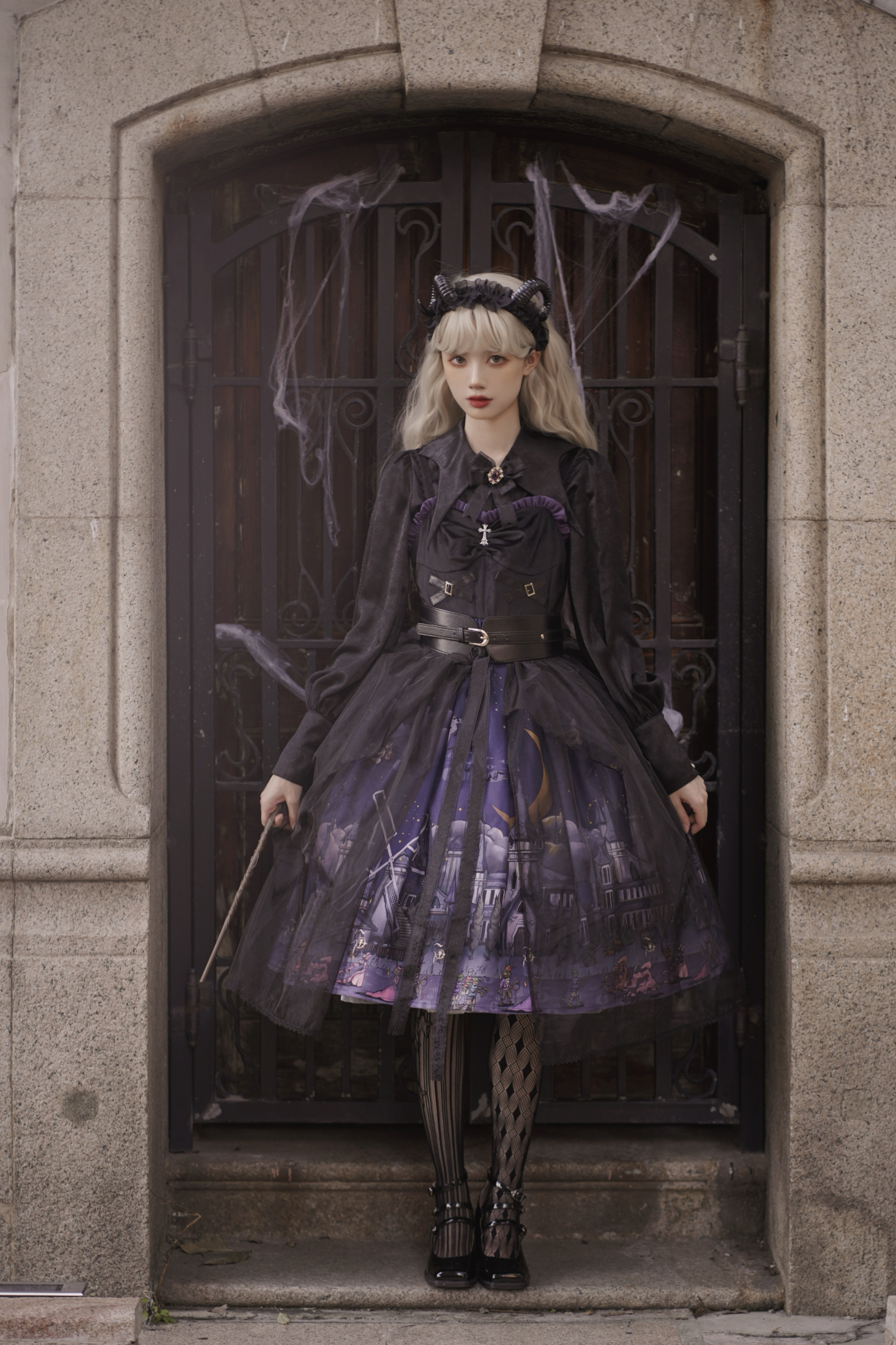 YLF Dress Halloween Lolita Dress Original Witch Town JSK Elegant Gothic Darkness Style