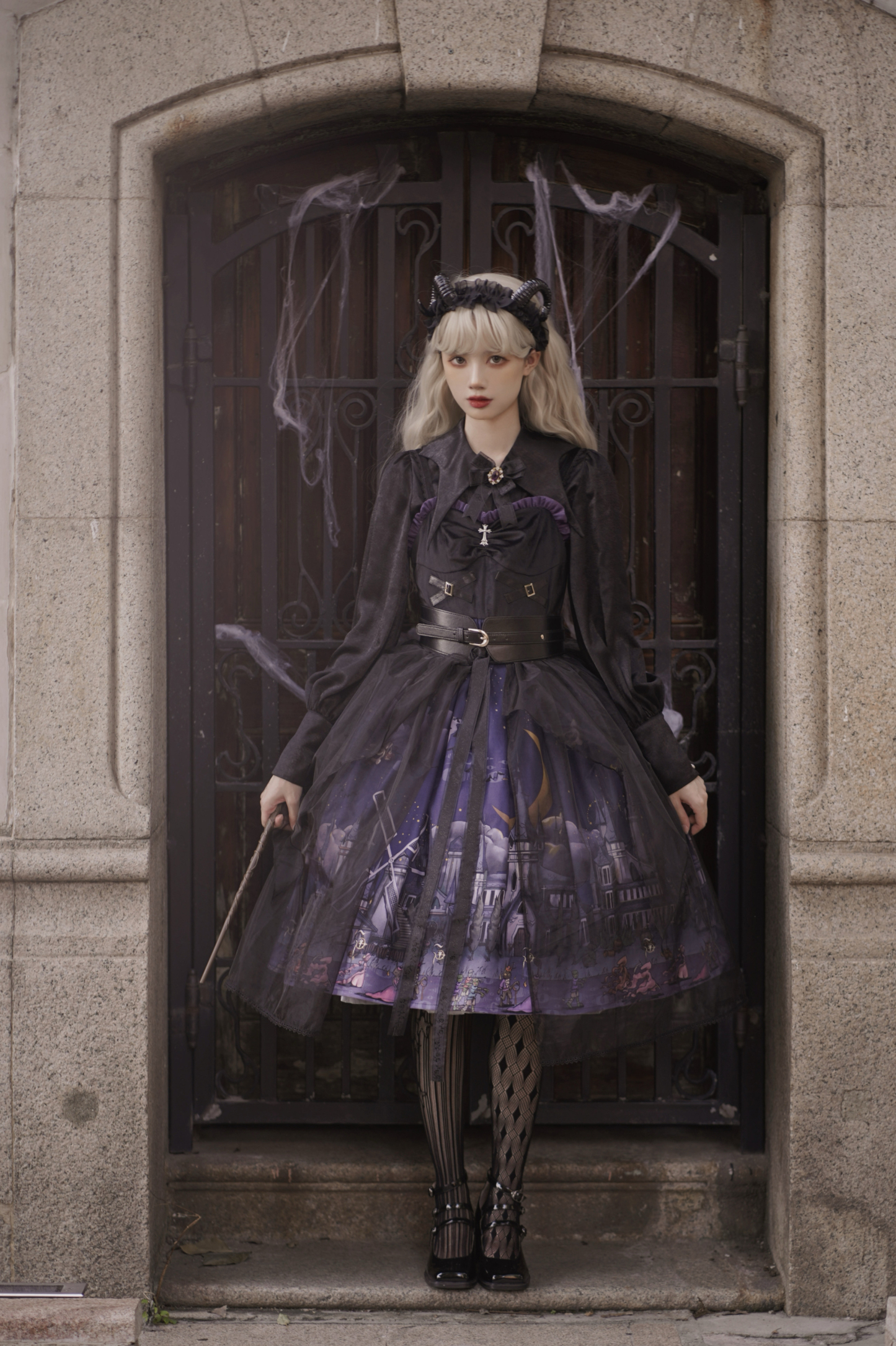 YLF Dress Halloween Lolita Dress Original Witch Town JSK Elegant Gothic Darkness Style
