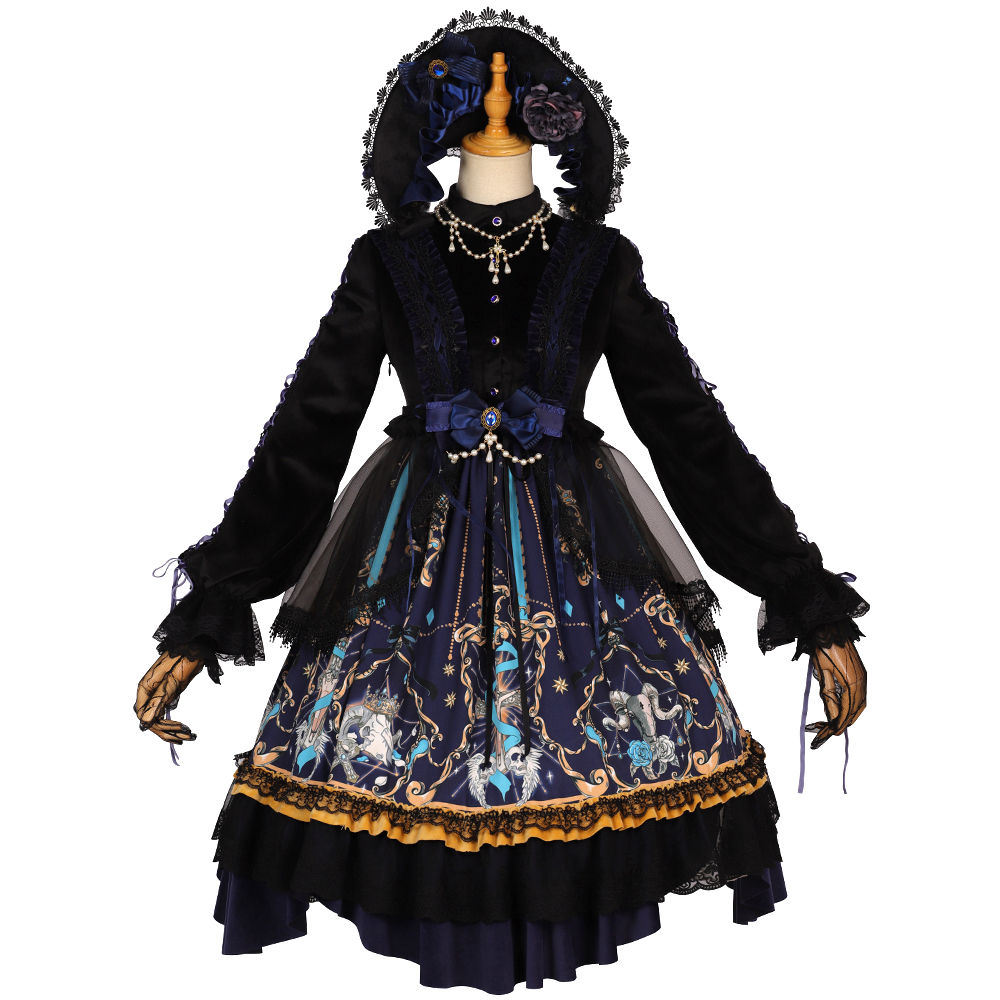 YLF Dress Halloween Original Lolita Divine Redemption OP Type II Retro Gothic Darkness Style