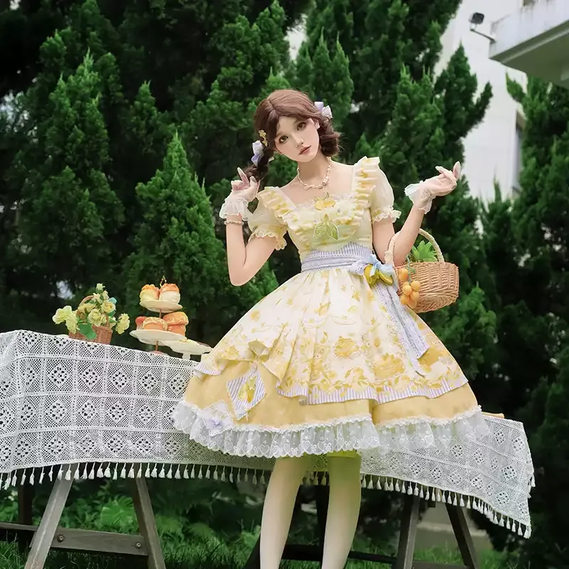 YLF Dress Original Autumn Summer Lolita Cat Detective JSK Japanese Front-Opening Retro Academia Style