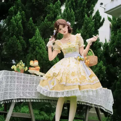 YLF Dress Original Autumn Summer Lolita Cat Detective JSK Japanese Front-Opening Retro Academia Style