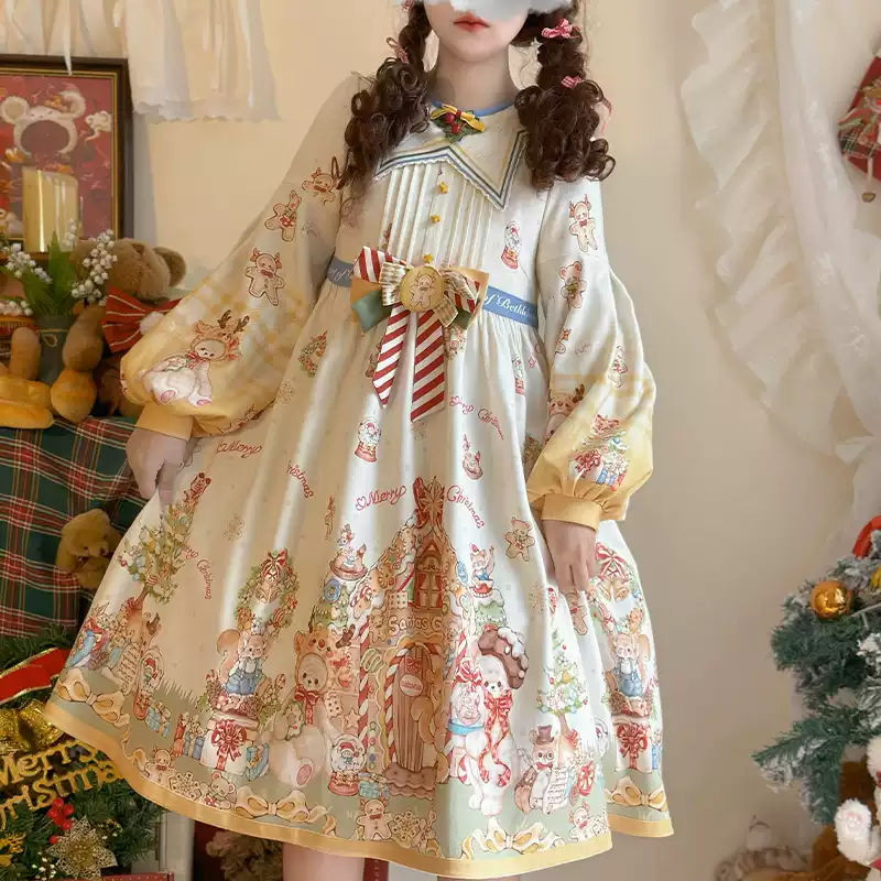 YLF Dress Star of Bethlehem Cute Kawaii Pastoral Long-Sleeve OP Style Lolita Dress