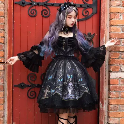 YLF Dress Gothic Original Lolita Divine Redemption OP Type II Retro Gothic Darkness Style