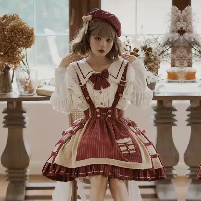 YLF Dress Original Lolita Winter Full Set Coat - Black Fairy Tale Overcoat and Vest Black Jacket