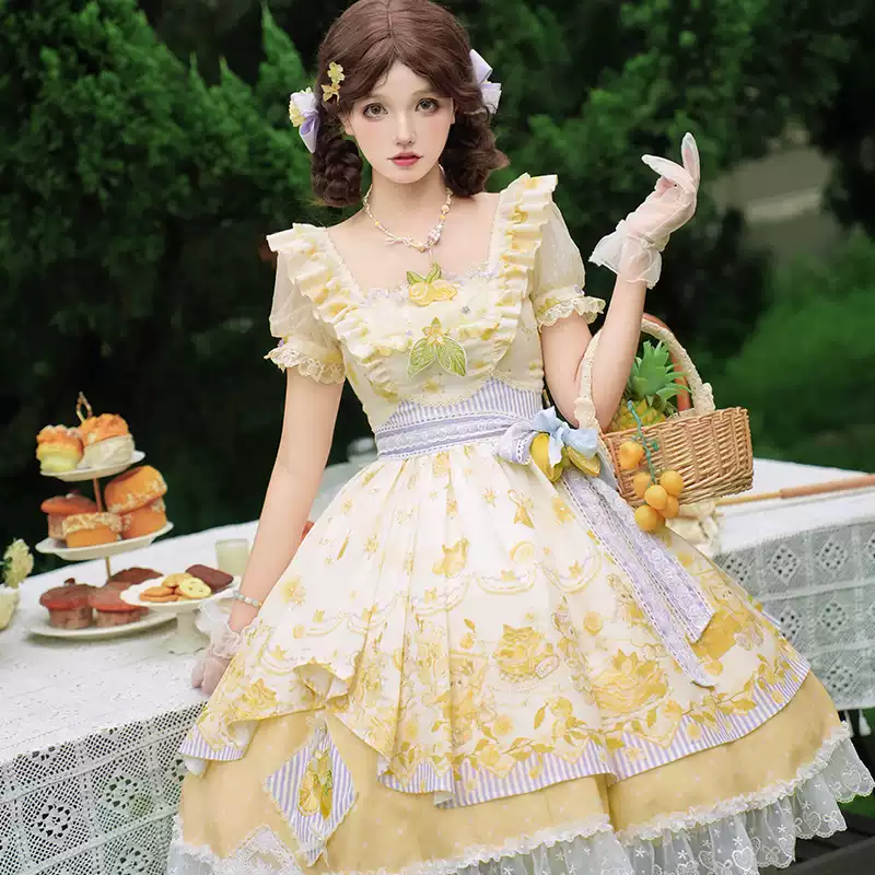 YLF Dress Original Autumn Summer Lolita Cat Detective JSK Japanese Front-Opening Retro Academia Style