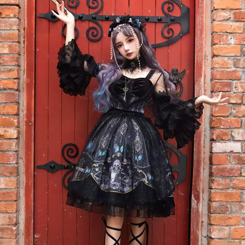 YLF Dress Gothic Original Lolita Divine Redemption OP Type II Retro Gothic Darkness Style